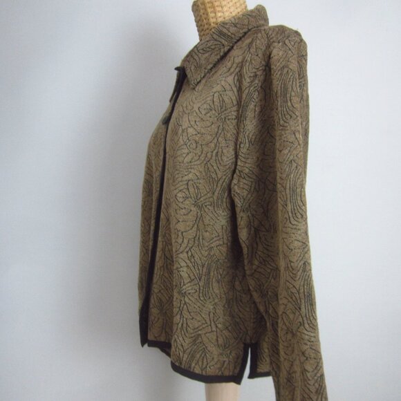 CJ Banks Christopher & Bank Womens M Blazer Taupe Brown Black Floral Jacket - Picture 6 of 11